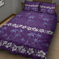 Purple Hawaii Palm Tree Hibiscus Quilt Bed Set Fantasy Summer Vibe LT01 - Polynesian Pride