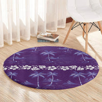 Purple Hawaii Palm Tree Hibiscus Round Carpet Fantasy Summer Vibe LT01 - Polynesian Pride