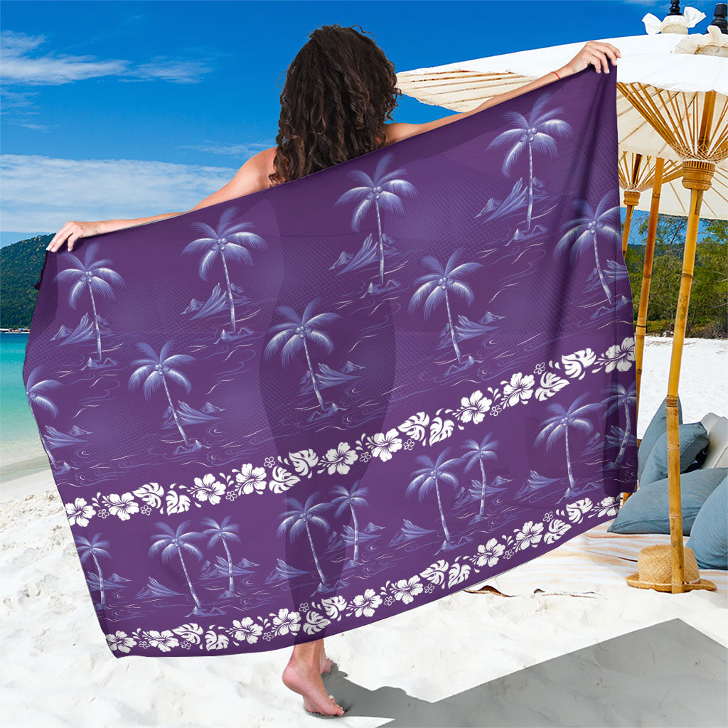 Purple Hawaii Palm Tree Hibiscus Sarong Fantasy Summer Vibe LT01 One Size 44 x 66 inches Purple - Polynesian Pride