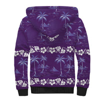 Purple Hawaii Palm Tree Hibiscus Sherpa Hoodie Fantasy Summer Vibe LT01 - Polynesian Pride