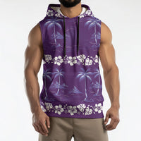 Purple Hawaii Palm Tree Hibiscus Sleeveless Hoodie Fantasy Summer Vibe LT01 - Polynesian Pride