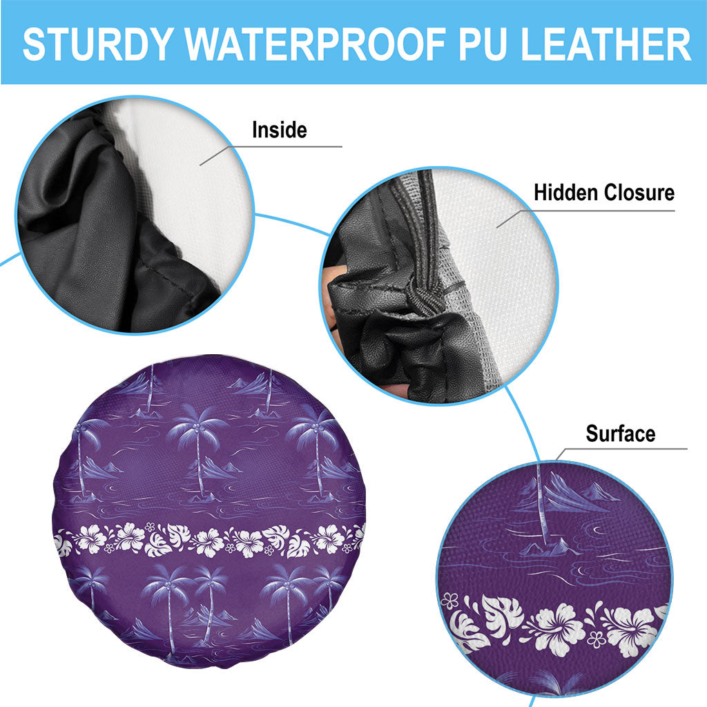 Purple Hawaii Palm Tree Hibiscus Spare Tire Cover Fantasy Summer Vibe LT01 - Polynesian Pride