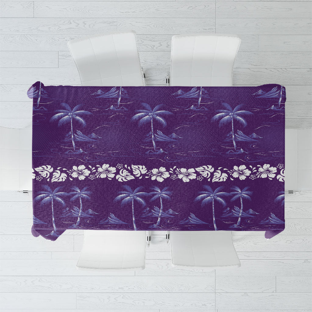 Purple Hawaii Palm Tree Hibiscus Tablecloth Fantasy Summer Vibe LT01 Purple - Polynesian Pride