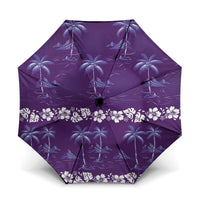 Purple Hawaii Palm Tree Hibiscus Umbrella Fantasy Summer Vibe LT01 One Size Folded 11.42 inch Opened Diameter 37.4 inch Purple - Polynesian Pride