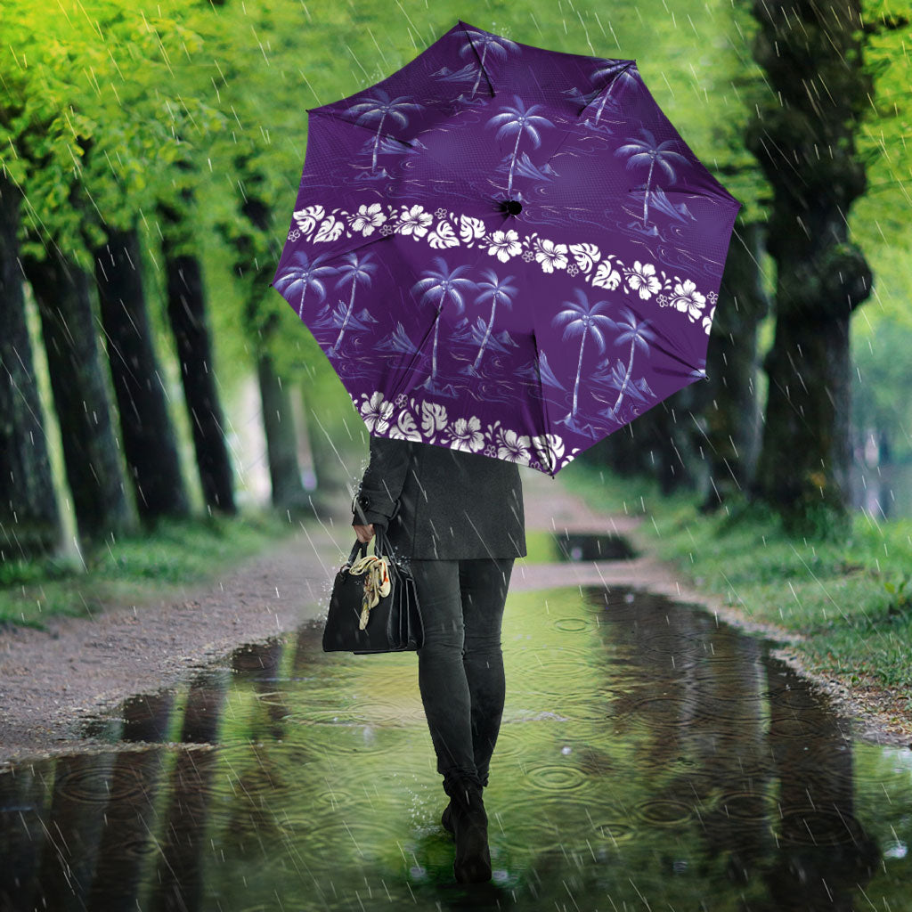 Purple Hawaii Palm Tree Hibiscus Umbrella Fantasy Summer Vibe LT01 - Polynesian Pride