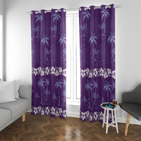 Purple Hawaii Palm Tree Hibiscus Window Curtain Fantasy Summer Vibe LT01 With Grommets Purple - Polynesian Pride
