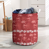 Red Hawaii Palm Tree Hibiscus Laundry Basket Fantasy Summer Vibe LT01 Red - Polynesian Pride