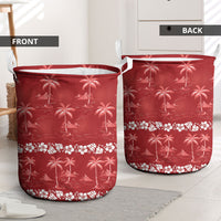 Red Hawaii Palm Tree Hibiscus Laundry Basket Fantasy Summer Vibe LT01 - Polynesian Pride