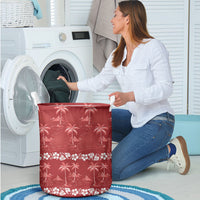 Red Hawaii Palm Tree Hibiscus Laundry Basket Fantasy Summer Vibe LT01 - Polynesian Pride