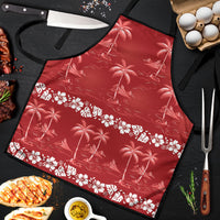 Red Hawaii Palm Tree Hibiscus Apron Fantasy Summer Vibe LT01 Red - Polynesian Pride