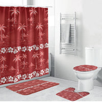 Red Hawaii Palm Tree Hibiscus Bathroom Set Fantasy Summer Vibe LT01 Bathroom Set (4 pcs) Red - Polynesian Pride