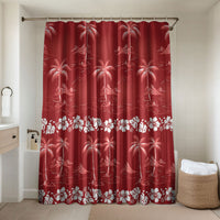 Red Hawaii Palm Tree Hibiscus Bathroom Set Fantasy Summer Vibe LT01 Shower Curtain Only Red - Polynesian Pride