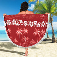 Red Hawaii Palm Tree Hibiscus Beach Blanket Fantasy Summer Vibe LT01 - Polynesian Pride