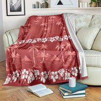 Red Hawaii Palm Tree Hibiscus Blanket Fantasy Summer Vibe LT01 Red - Polynesian Pride