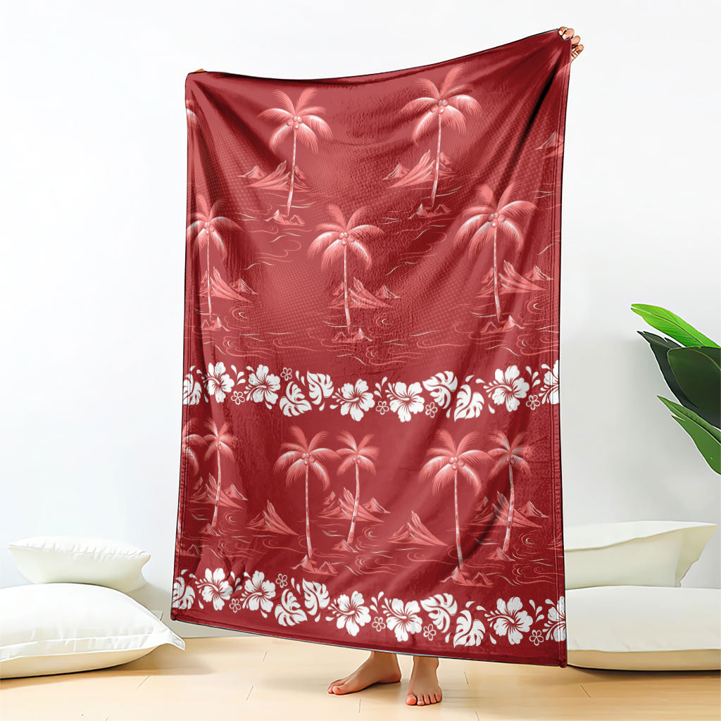 Red Hawaii Palm Tree Hibiscus Blanket Fantasy Summer Vibe LT01 - Polynesian Pride