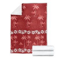 Red Hawaii Palm Tree Hibiscus Blanket Fantasy Summer Vibe LT01 - Polynesian Pride
