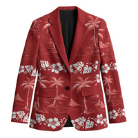 Red Hawaii Palm Tree Hibiscus Blazer Fantasy Summer Vibe LT01 Unisex Red - Polynesian Pride