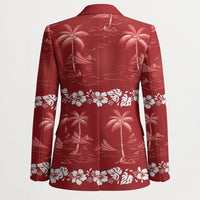 Red Hawaii Palm Tree Hibiscus Blazer Fantasy Summer Vibe LT01 - Polynesian Pride
