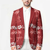 Red Hawaii Palm Tree Hibiscus Blazer Fantasy Summer Vibe LT01 - Polynesian Pride