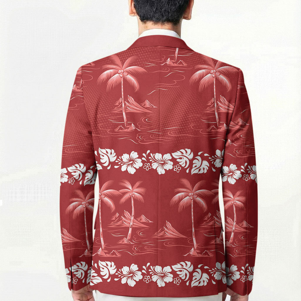 Red Hawaii Palm Tree Hibiscus Blazer Fantasy Summer Vibe LT01 - Polynesian Pride