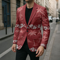 Red Hawaii Palm Tree Hibiscus Blazer Fantasy Summer Vibe LT01 - Polynesian Pride