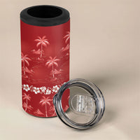 Red Hawaii Palm Tree Hibiscus 4 in 1 Can Cooler Tumbler Fantasy Summer Vibe LT01 - Polynesian Pride