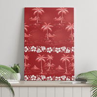 Red Hawaii Palm Tree Hibiscus Canvas Wall Art Fantasy Summer Vibe LT01 - Polynesian Pride