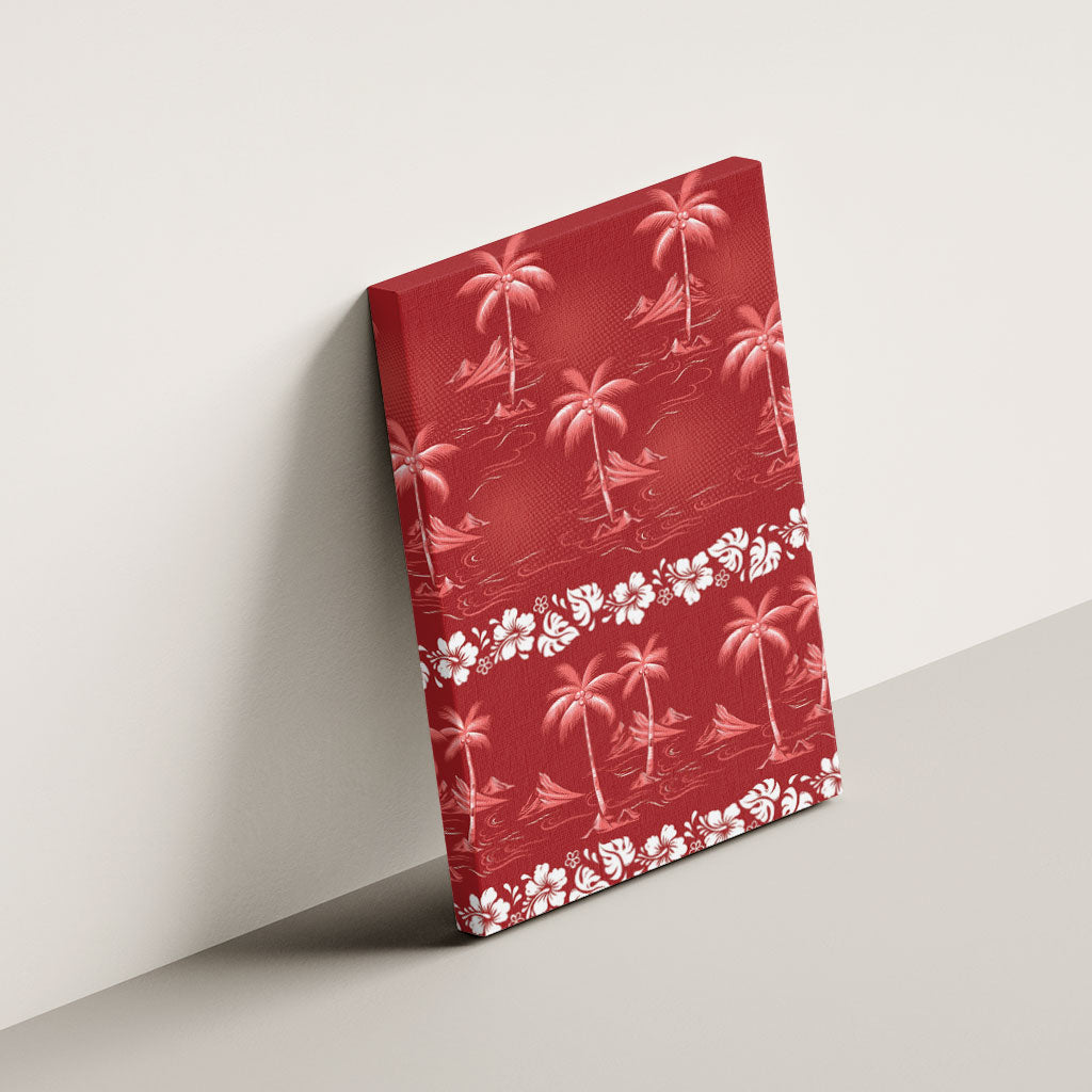 Red Hawaii Palm Tree Hibiscus Canvas Wall Art Fantasy Summer Vibe LT01 - Polynesian Pride