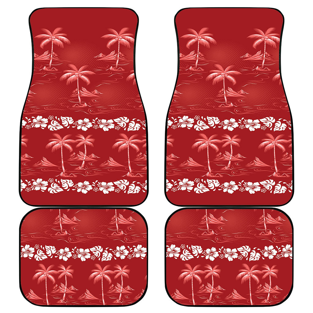 Red Hawaii Palm Tree Hibiscus Car Mats Fantasy Summer Vibe LT01 - Polynesian Pride