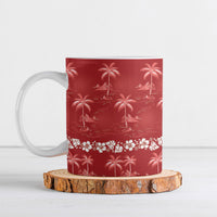 Red Hawaii Palm Tree Hibiscus Ceramic Mug Fantasy Summer Vibe LT01 Red - Polynesian Pride