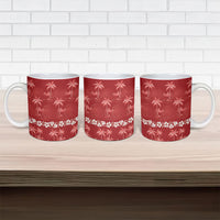 Red Hawaii Palm Tree Hibiscus Ceramic Mug Fantasy Summer Vibe LT01 - Polynesian Pride