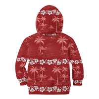 Red Hawaii Palm Tree Hibiscus Kid Hoodie Fantasy Summer Vibe LT01 - Polynesian Pride
