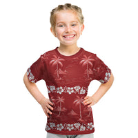 Red Hawaii Palm Tree Hibiscus Kid T Shirt Fantasy Summer Vibe LT01 Red - Polynesian Pride