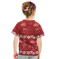 Red Hawaii Palm Tree Hibiscus Kid T Shirt Fantasy Summer Vibe LT01 - Polynesian Pride