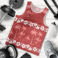 Red Hawaii Palm Tree Hibiscus Men Tank Top Fantasy Summer Vibe LT01 - Polynesian Pride