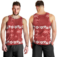 Red Hawaii Palm Tree Hibiscus Men Tank Top Fantasy Summer Vibe LT01 - Polynesian Pride