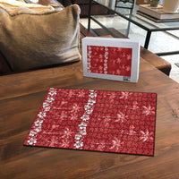 Red Hawaii Palm Tree Hibiscus Puzzle Fantasy Summer Vibe