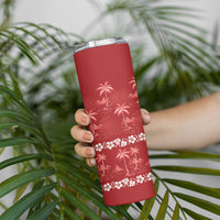 Red Hawaii Palm Tree Hibiscus Skinny Tumbler Fantasy Summer Vibe LT01 - Polynesian Pride
