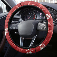 Red Hawaii Palm Tree Hibiscus Steering Wheel Cover Fantasy Summer Vibe LT01 - Polynesian Pride