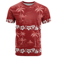 Red Hawaii Palm Tree Hibiscus T Shirt Fantasy Summer Vibe LT01 Red - Polynesian Pride