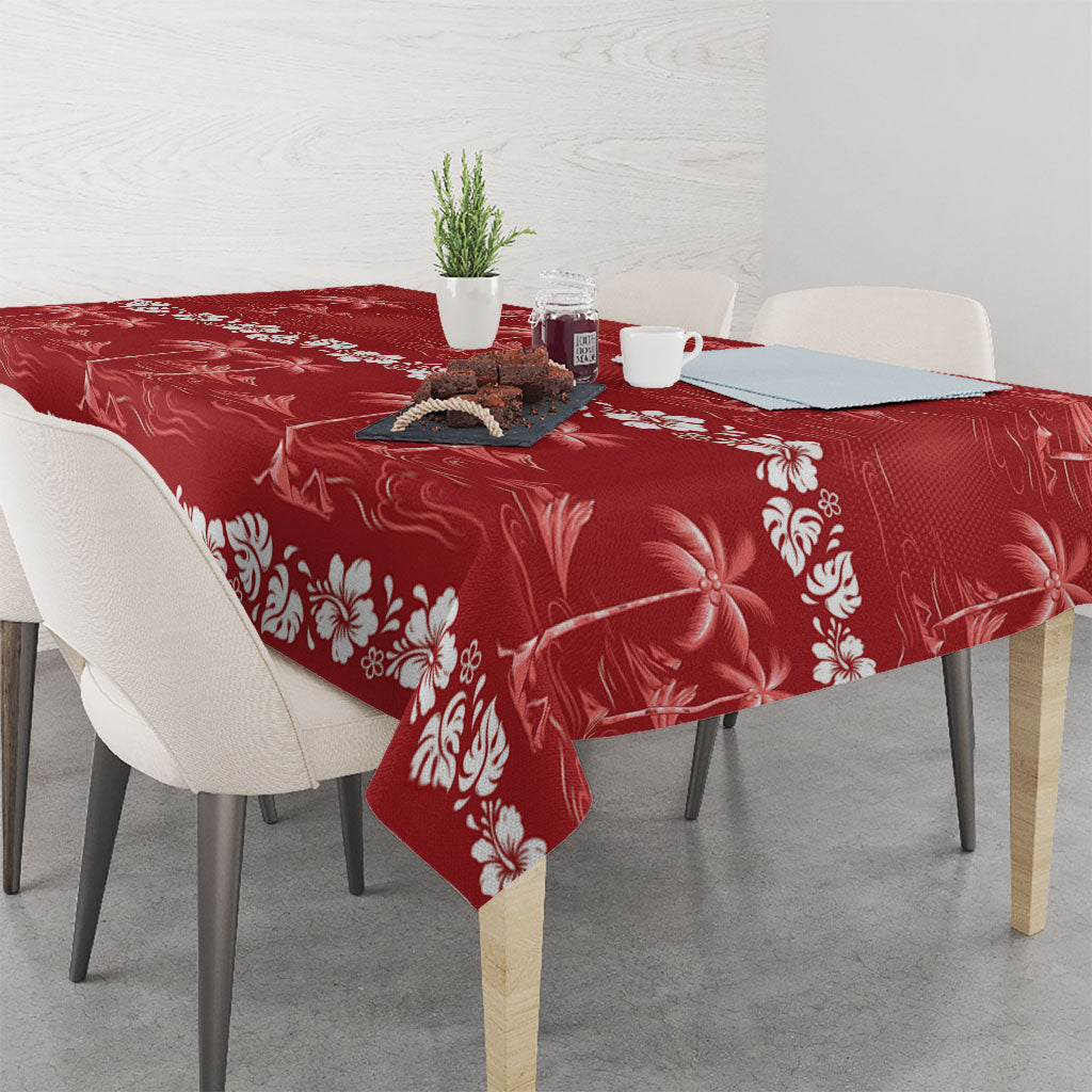 Red Hawaii Palm Tree Hibiscus Tablecloth Fantasy Summer Vibe LT01 - Polynesian Pride