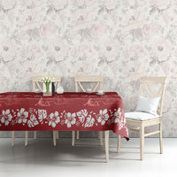 Red Hawaii Palm Tree Hibiscus Tablecloth Fantasy Summer Vibe LT01 - Polynesian Pride