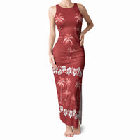 Red Hawaii Palm Tree Hibiscus Tank Maxi Dress Fantasy Summer Vibe LT01 Women Red - Polynesian Pride