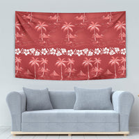 Red Hawaii Palm Tree Hibiscus Tapestry Fantasy Summer Vibe LT01 - Polynesian Pride