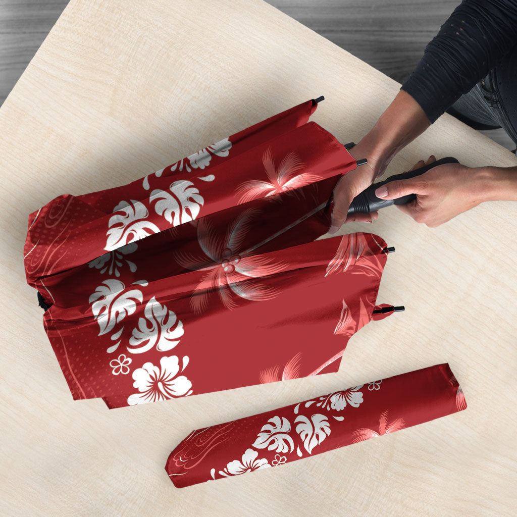 Red Hawaii Palm Tree Hibiscus Umbrella Fantasy Summer Vibe LT01 - Polynesian Pride
