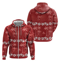 Red Hawaii Palm Tree Hibiscus Zip Hoodie Fantasy Summer Vibe LT01 - Polynesian Pride