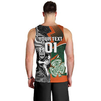 New Zealand and Ireland Rugby Men Tank Top Silver Fern With Shamrock 2023 World Cup LT01 - Polynesian Pride