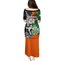 New Zealand and Ireland Rugby Puletasi Silver Fern With Shamrock 2023 World Cup LT01 - Polynesian Pride