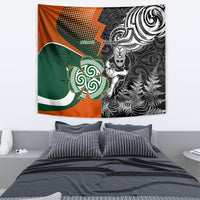 New Zealand and Ireland Rugby Tapestry Silver Fern With Shamrock 2023 World Cup LT01 - Polynesian Pride