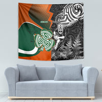 New Zealand and Ireland Rugby Tapestry Silver Fern With Shamrock 2023 World Cup LT01 - Polynesian Pride